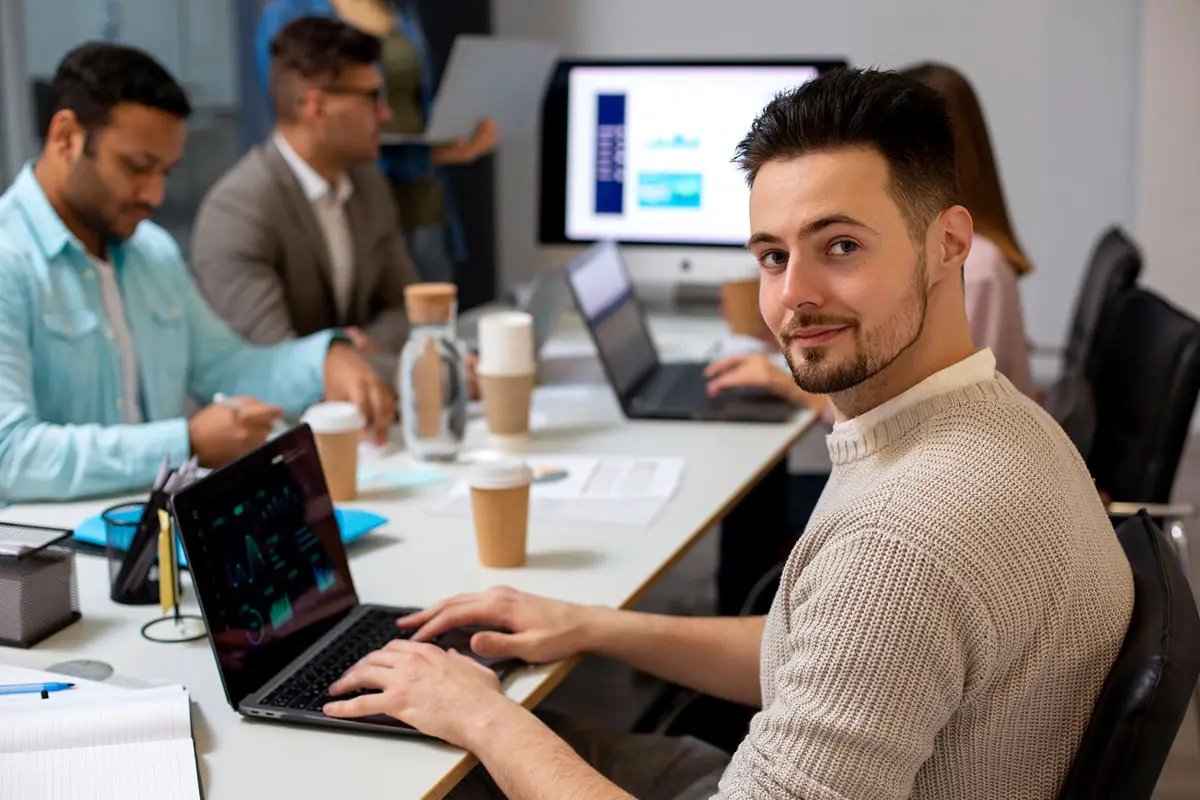 Quantum Shield IT team collaborating on brand strategy projects and technology solutions.